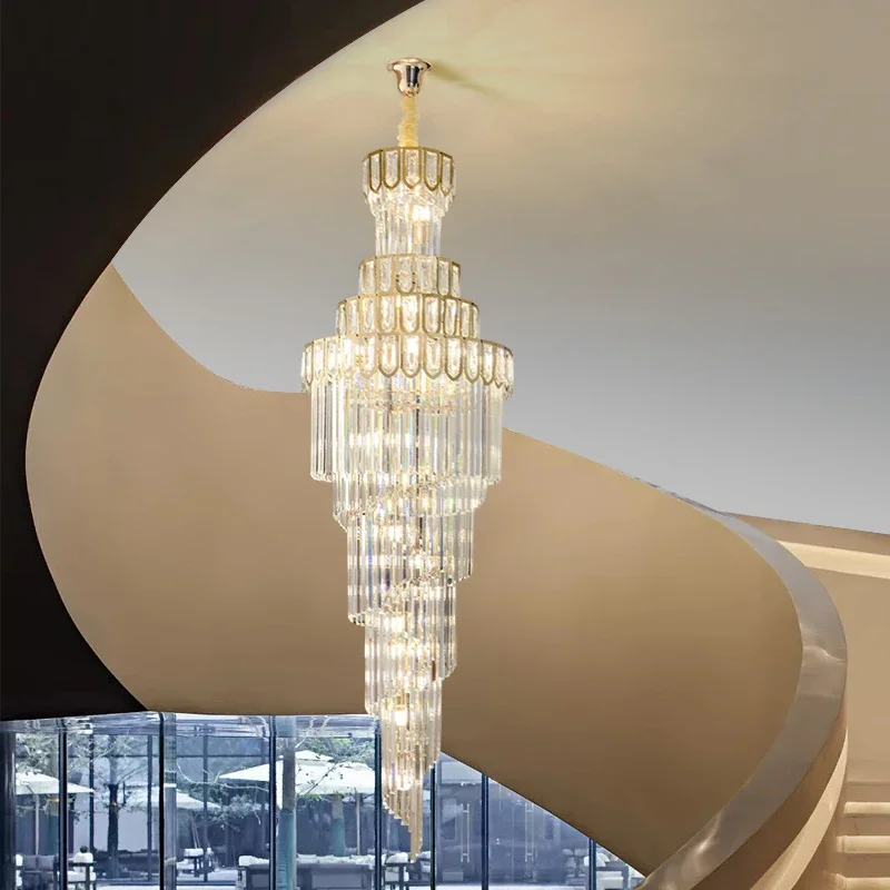 Light Luxury Crystal Chandelier All Copper Ceiling Lamps Living Room Villa Lamp  Lobby Pendant Lighting