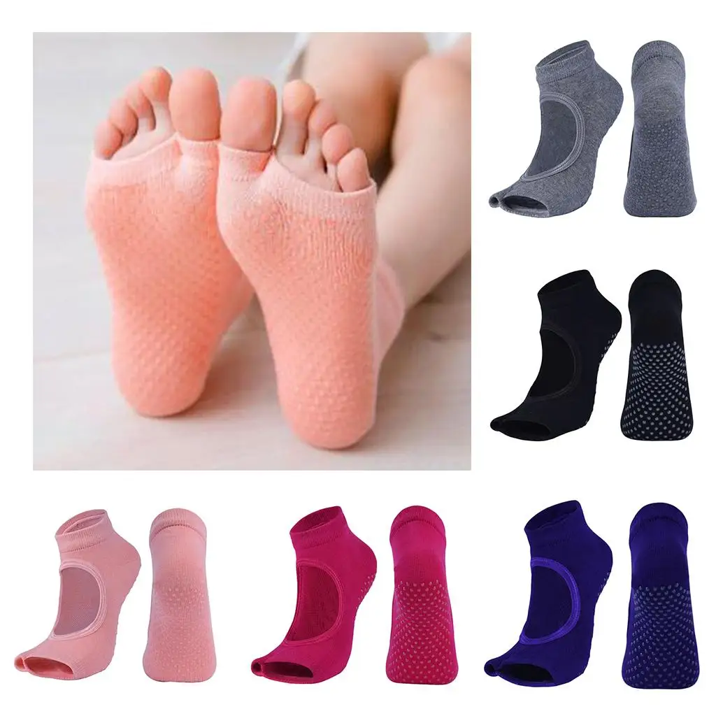 جوارب اليوغا الرياضية النسائية غير قابلة للانزلاق بنصف أصابع القدم #3