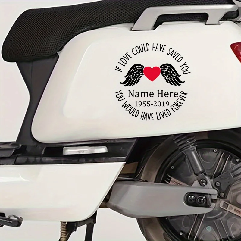 Memorial Heart Wing Sticker, Love Quote Vinyl Decal for Scooter & Vehicle Decor