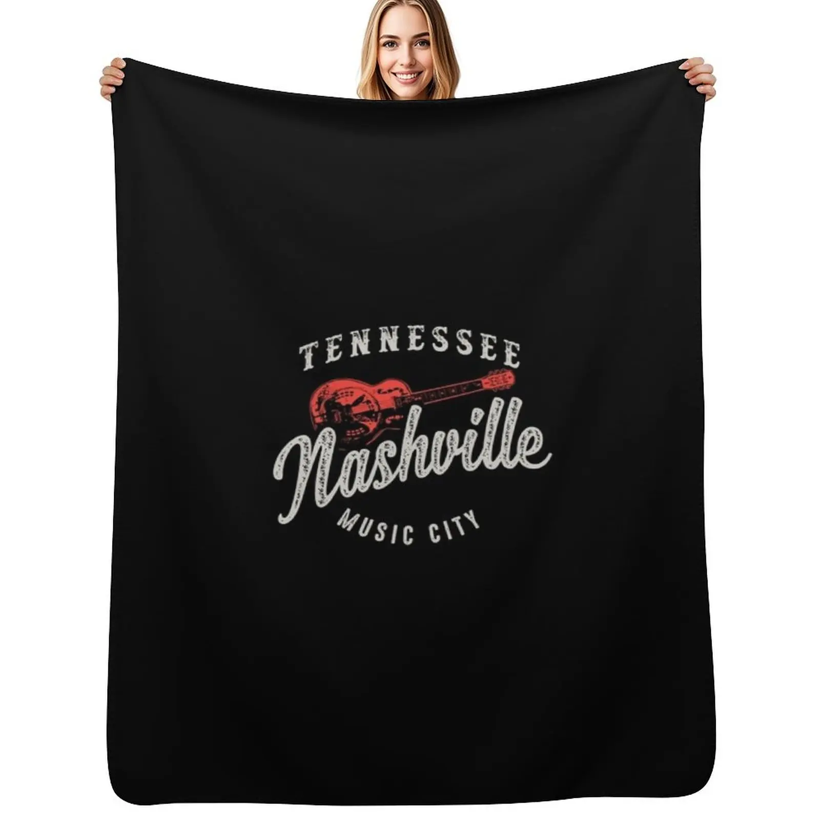 

Nashville Music City USA Guitar Vintage Long Sleeve T-Shirt Throw Blanket Luxury Throw Hairys Sofa Quilt Fashion Sofas Blankets