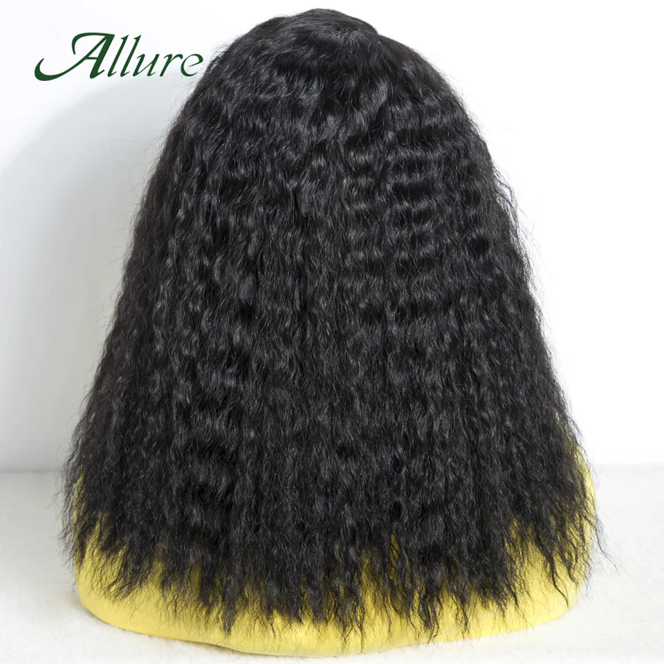 Perucas brasileiras do laço do cabelo humano da onda profunda para mulheres negras, cor preta natural, Preplucked com Babyhair, Allure, 14"