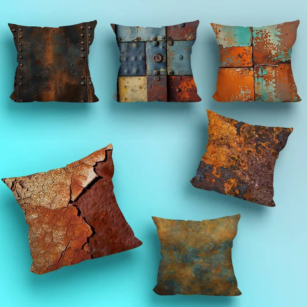 

Industrial R-Rust PrintS Art Pillow Case Square Double-Sided Printing Short Plush Sofa Cushion Cover Bedroom Bedside Pillow