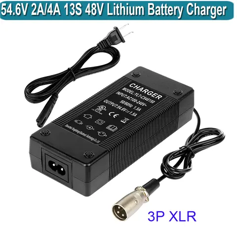 54.6V 2A XLR 충전기 전기 호버 보드 전원 48V 13S 오토바이 면도기 호버 보드 세류 리튬 배터리