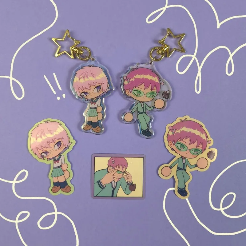 

Saiki K Acrylic Keychains Original Acrylic Handmade Cute Cartoon Anime Keychain Pendant Toy Gift