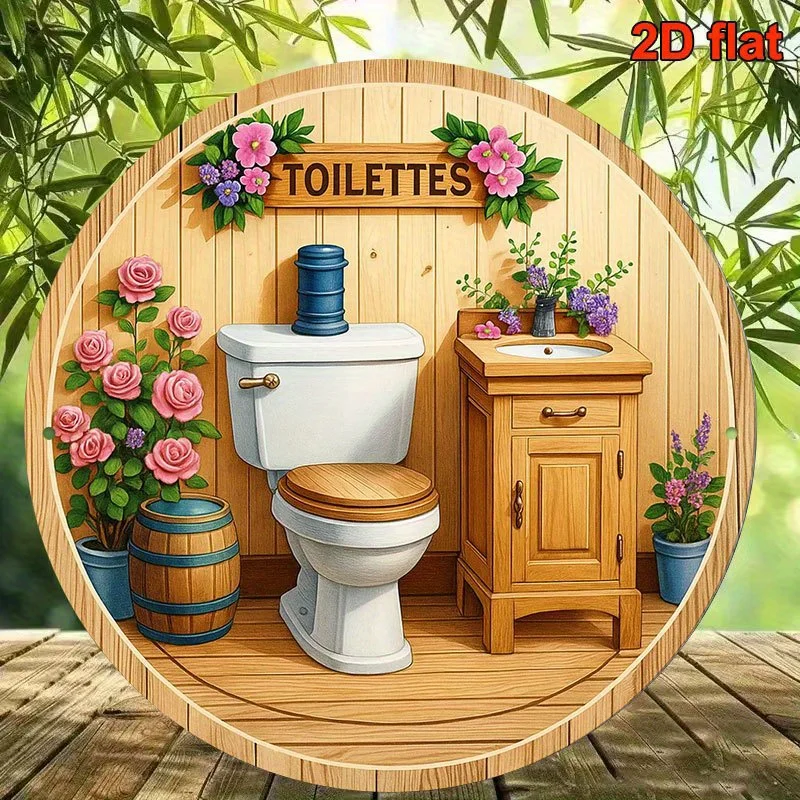 CIFBUY Vintage French Style Aluminum Wall Art Waterproof Durable Decor for Bathroom Restroom Cafe Restaurant Home Garden Room