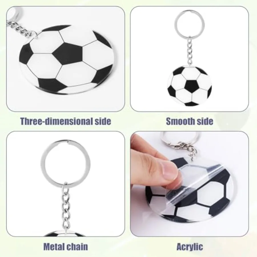 18pcs Soccer Keychain Soccer Ball Keyrings Football Key Chains Sports Ball Key Rings for Soccer Team Party Favors Goodie Bag Fi