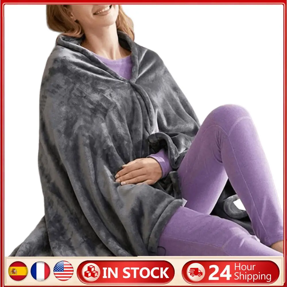 

USB Electric Heated Blanket 3 Heating Levels Fleece Heated Blanket Portable Coral Velvet Blanket for Household and Office