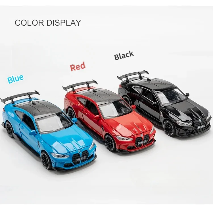 BMW-スポーツカーモデルM4クーペ1:32,ハイシミュレーション,ダイキャストメタルアロイ,サウンドライト,プルバック,おもちゃのギフトコレクション