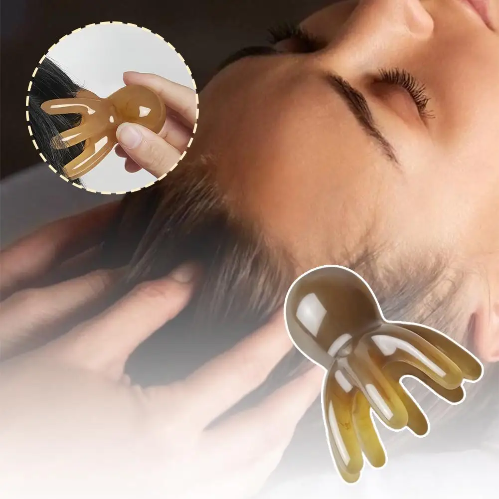 Resin Octopus Massage Comb Head Meridian Scraping Scalp Acupuncture Massage Relief Fatigue Massage Comb Brush SPA Ma Z0L7