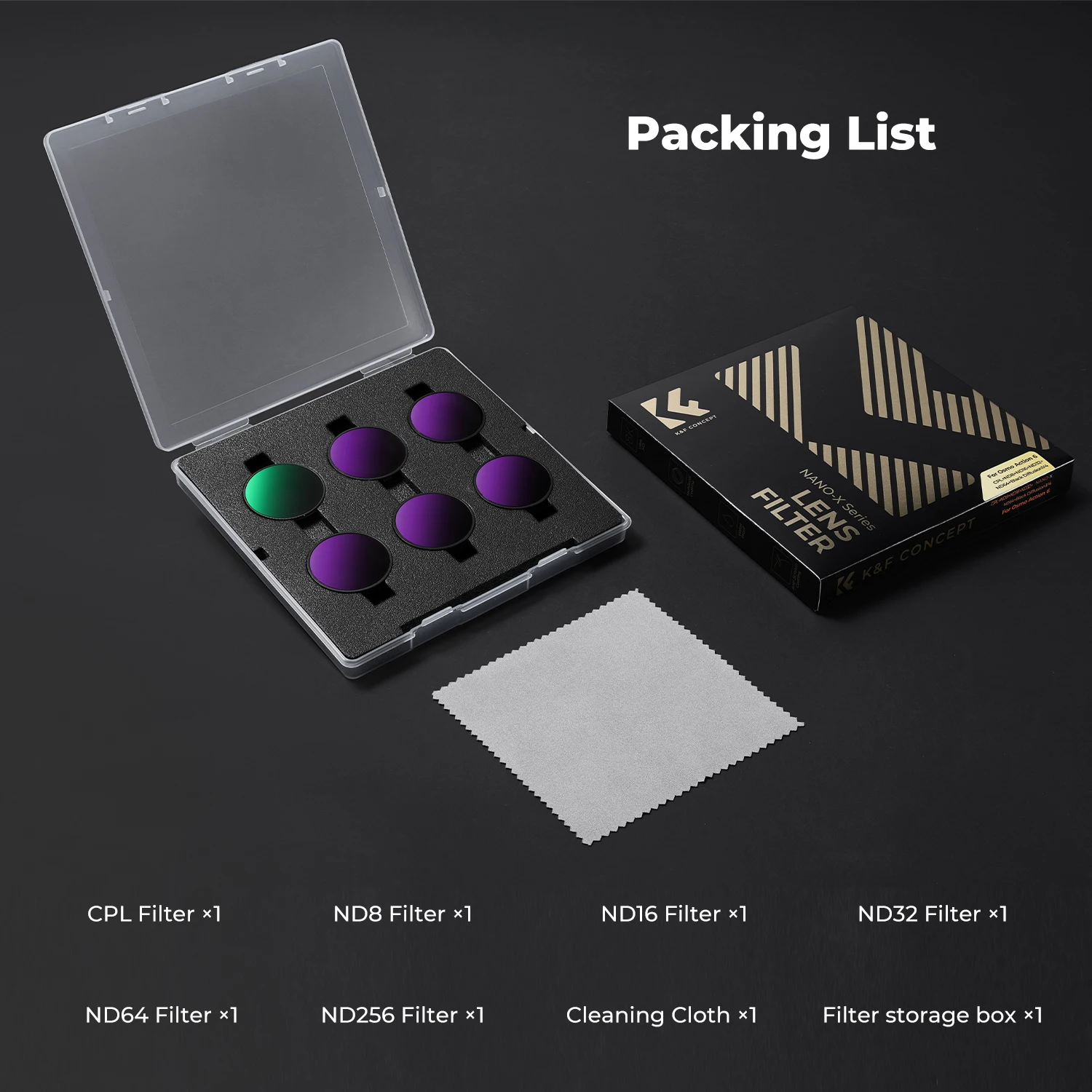 K&F CONCEPT Snap On CPL ND8 ND16 ND32 ND64 Schwarzdiffusionsfilter 1/4 Filterset für DJI Osmo Action 6 HD optisches Glas Mehrfac – Detail 19