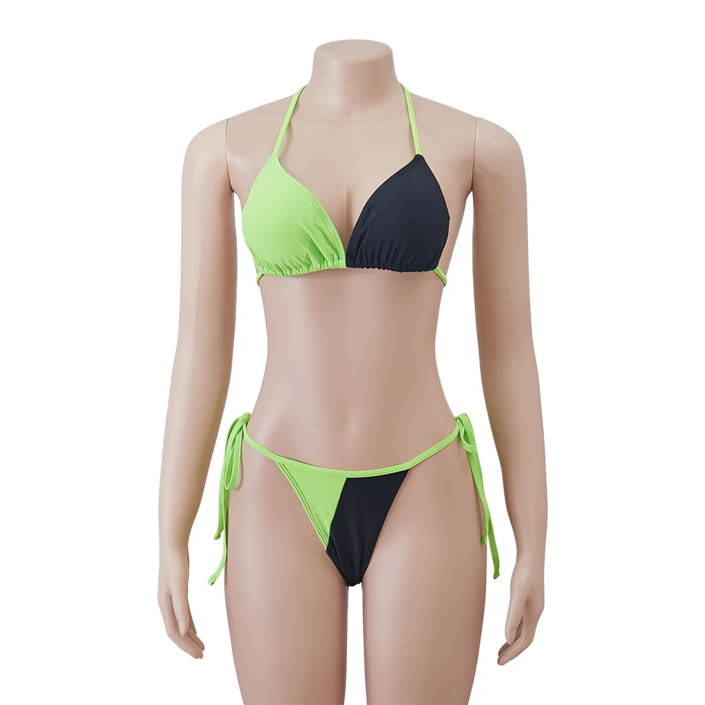Weibliche Shego Cosplay Kostüm Neckholder Bikini Set Sexy Strand Tragen Badeanzug Frauen Halloween Schwimmen Party Dessous Kostüm