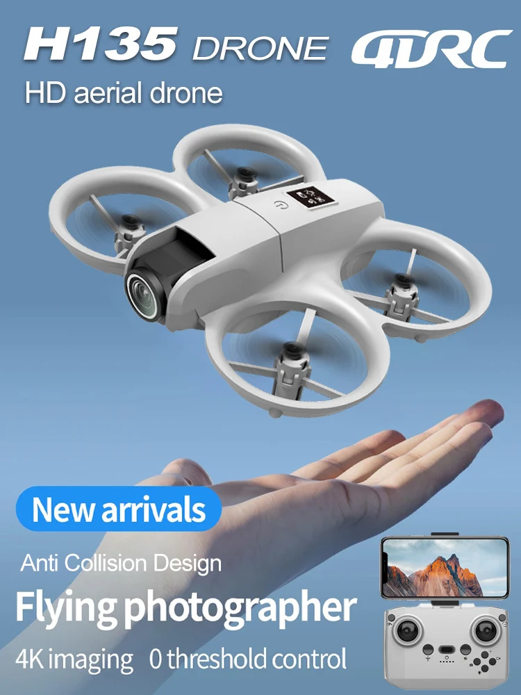 Nieuwe H135 Mini Drone WIFI FPV Hover Professionele 4K Camera Pocket Coloful Lights Dron Rc Vliegtuig Opvouwbare Quadcopter RC speelgoed Geschenken - afbeelding 2