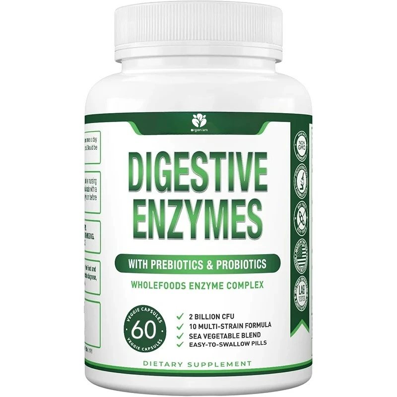

Digestive enzyme supplement, containing 12 enzymes - relieves bloating, bloating, and digestive discomfort -60 capsules