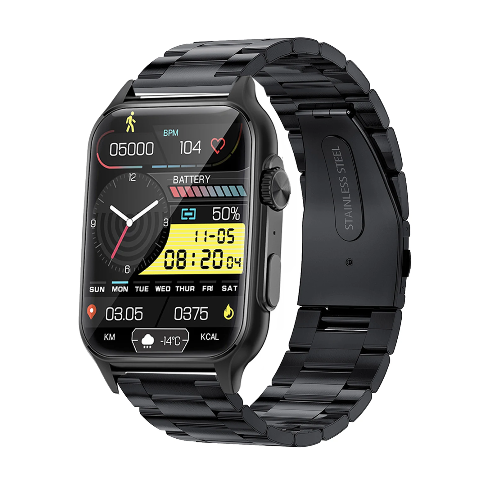 

Smart Watch 1.96inch Full-screen Touch Health Monitoring IP67 Waterproof BT Call Multi-sport Modes Smartwatch for Men Women