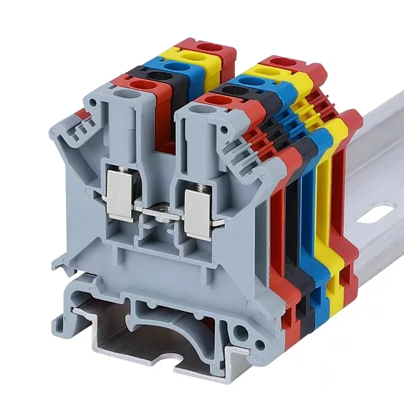 100Pcs Din Rail Terminal Block UK-2.5B Wire Electrical Conductor Universal Connector Screw Connection Terminal Strip Block UK2.5