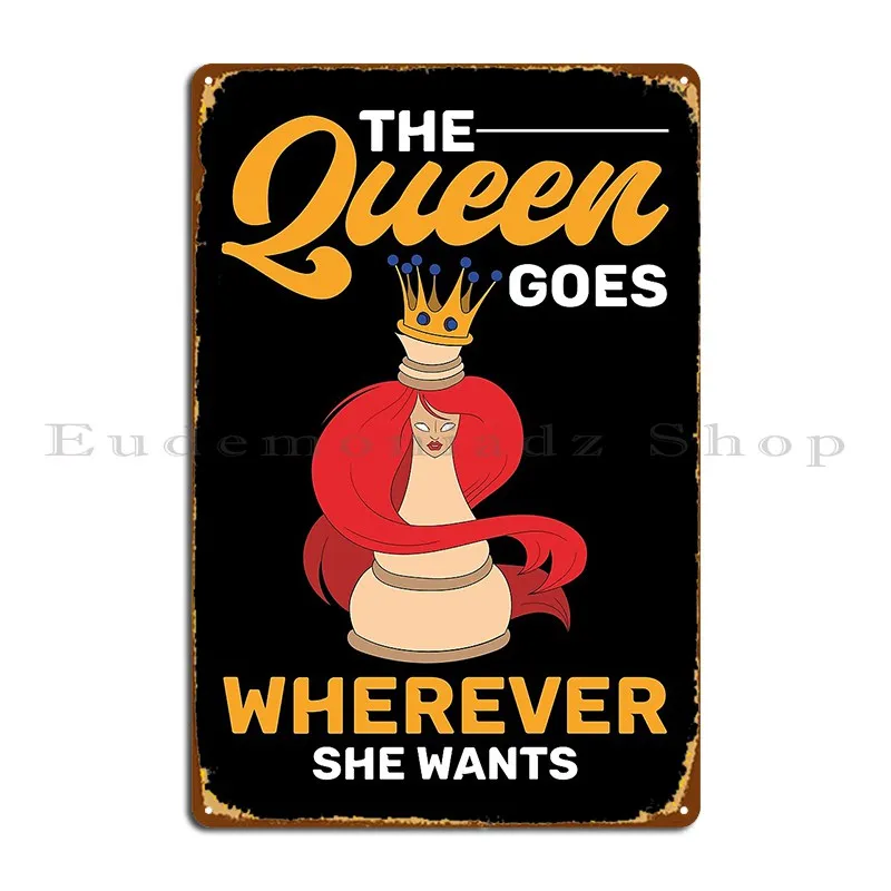 Funny Chess Lover Girls Chess Piece Board Game Chess Metal Sign Funny Wall Plaque Garage Designing Customized Tin Sign Poster