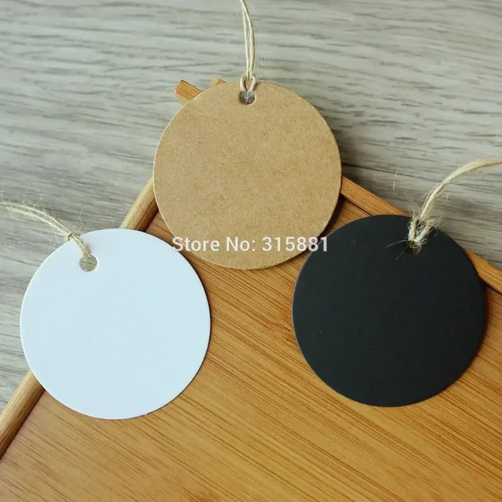 White Black Brown Kraft Paper Tags Round Luggage Note Wedding Invitations Cards Blank Price Hang Tag 5cm 100pcs/lot