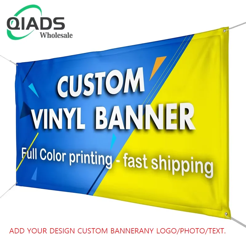 Customized banner printing, polyester shaft cover, brass washer, free design, outdoor advertising banner decoration, party sport