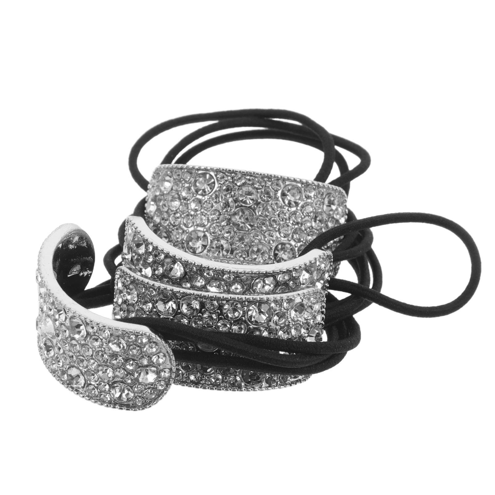 

4Pcs Bling Crystal Hair Bands Fashionable Rhinestone Scrunchies for Special Occasions Everyday Styling Crystal Ponytail Holder