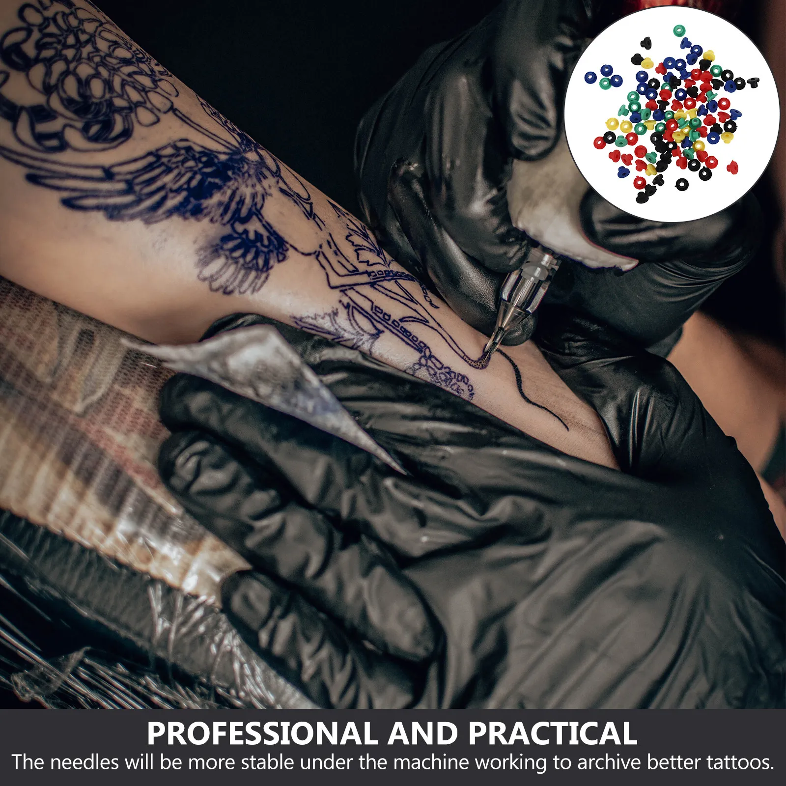 

100Pcs Grommets Premium Rubber T-Shaped Pin Pads for Armature Bar Needle Stability Friction Reduction Tattoo