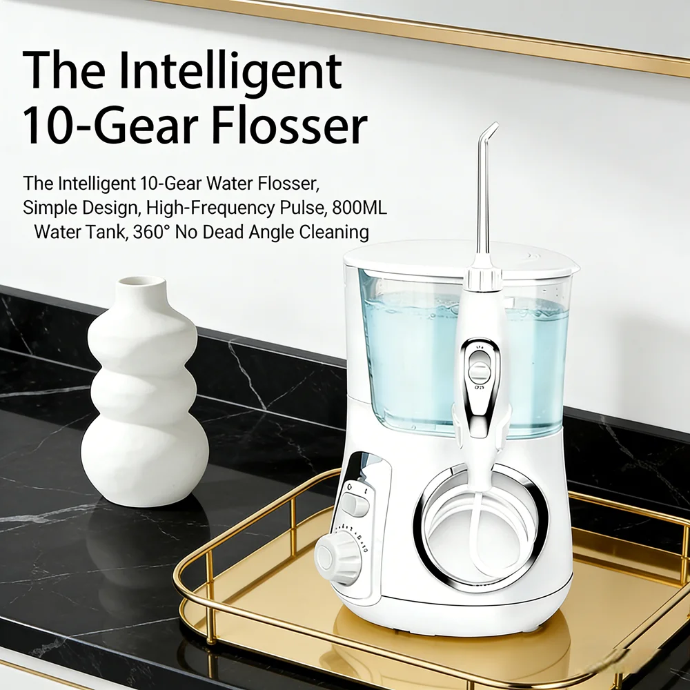 

Электрический ирригатор для полости рта с большим резервуаром для воды 800 мл, 10 режимов, настольный, для чистки зубов, для домашнего использования