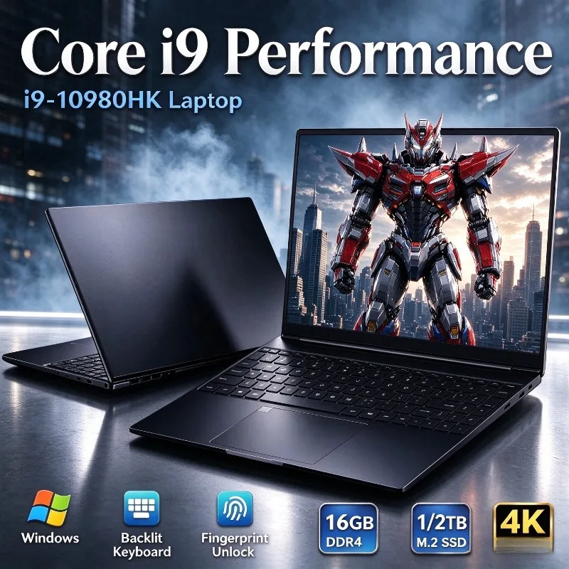 PC Gamer Intel Core I9 10980HK, Novo Laptop Gamer Portátil de 15,6' com Windows, 32GB de RAM, Notebook com Desbloqueio por Impressão Digital, PC Seguro