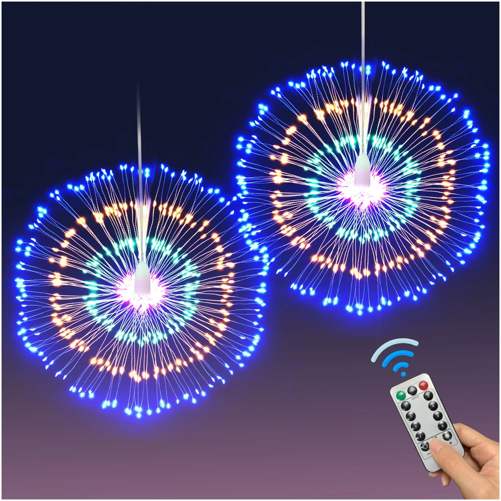 

Remote Control Fireworks String. Dandelion Solar Floor Plug Pole Coral Light Christmas Decoration