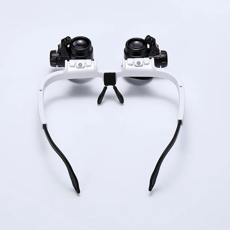 8x 15x 23x Double Eye Loupe หัวสวมใส่ซ่อม Jeweler นาฬิกานาฬิกาแว่นขยายแว่นขยายที่มี LED Light ร้อน