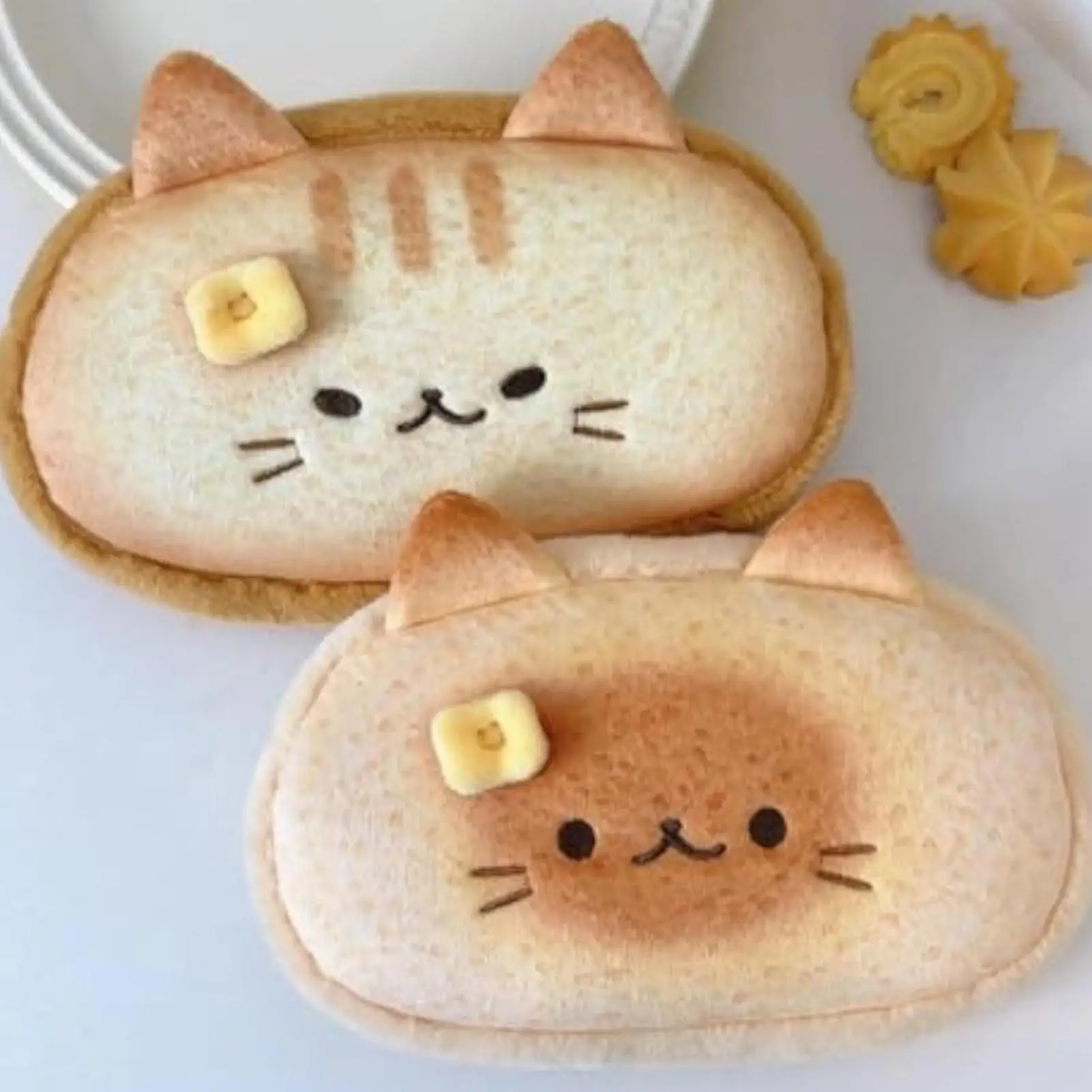 Katze Bleistift Box Toast Design Spaß Federmäppchen Plüsch Organizer Ästhetische Tasche Für Rucksack Kindergarten Schule Kinder Jungen Teenager