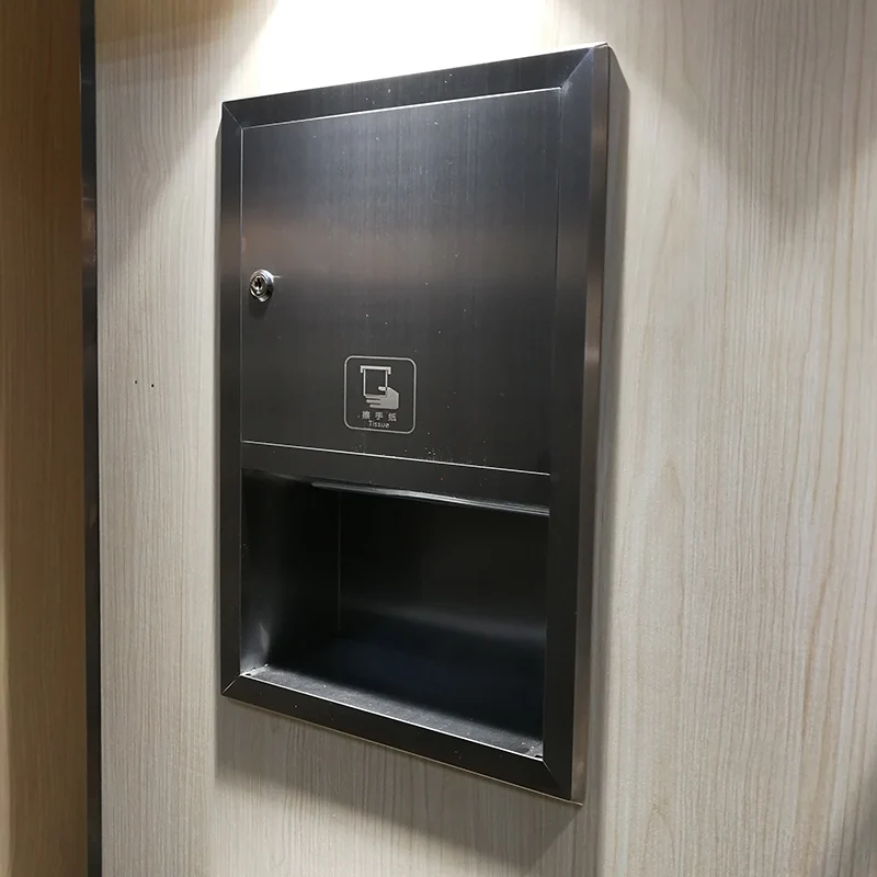 

‌304 Stainless Steel Recessed Paper Dispenser - Wall Mounted Hand Towel Holder - Concealed Single Paper Box - Bathroom Accessory