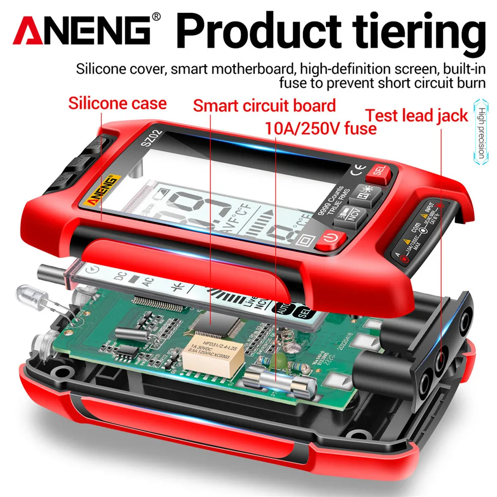 ANENG SZ02 Digital Multimeter 9999 Counts True RMS Handheld Auto Electrical Capacitance DC AC Voltage Current Meter Temp Testers