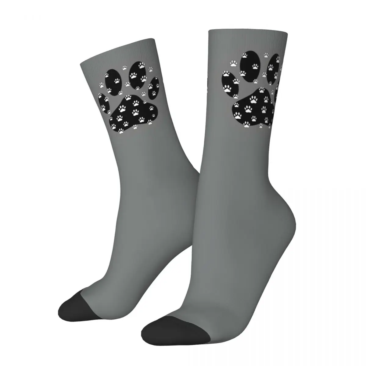 White Paws All Over Black Paw Unisex Winter Socks Hip Hop Happy Socks Street Style Crazy Sock