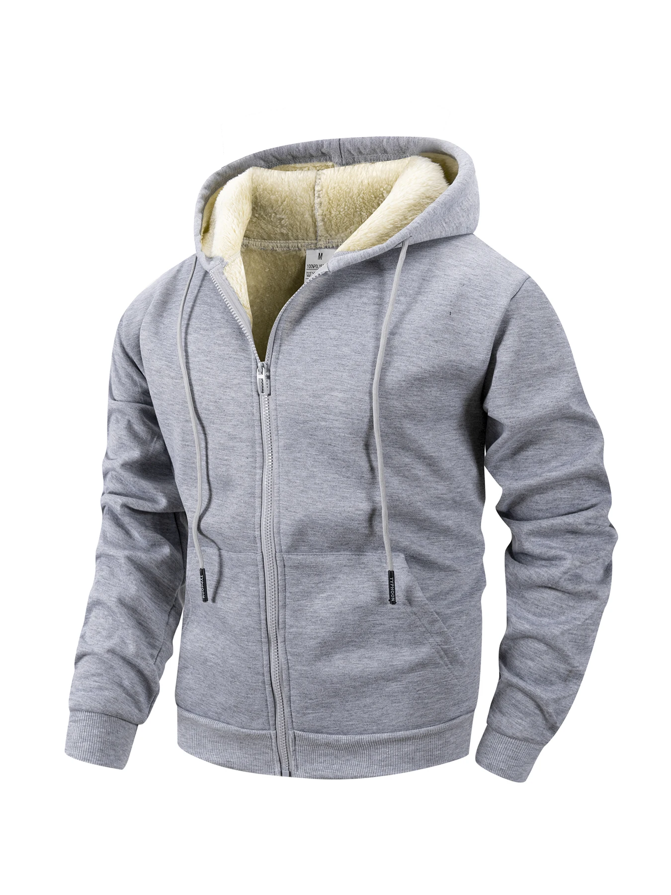 Winter Dicke Fleece Zipper Hoodies Verdicken Warme Jacken Langarm Sweatshirts Casual Sport Fleece Schwarz Mäntel Mit Kapuze Männer Mantel – Detail 4