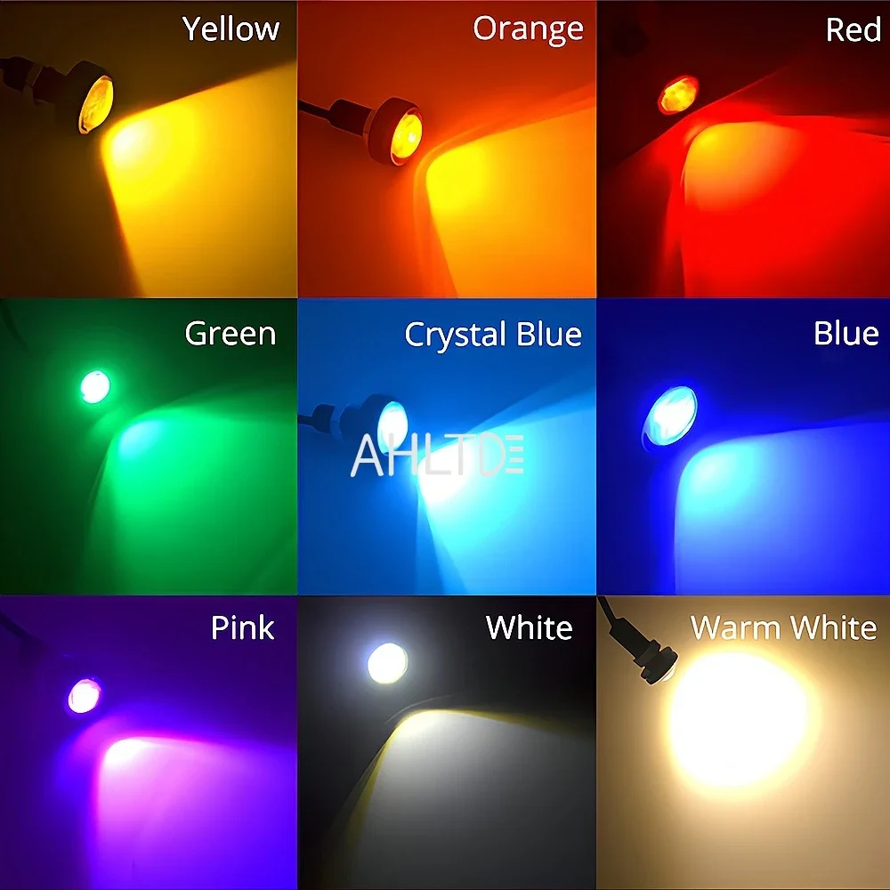 2 uds ojo de águila para coche carcasa plateada DRL luz de circulación diurna LED 12V automóviles lámpara de señal de estacionamiento de marcha atrás varios colores