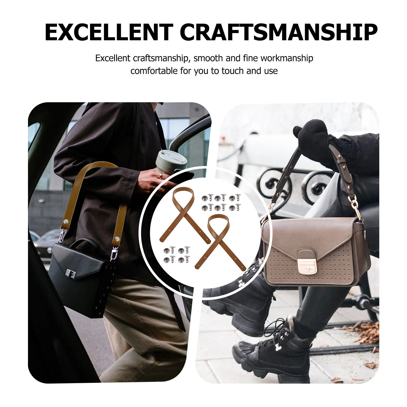

DIY Bag Accessories 2 Set Rivet Strap Replacement Shoulder Bags H Repair Tote PU Long Durability Versatile Bag
