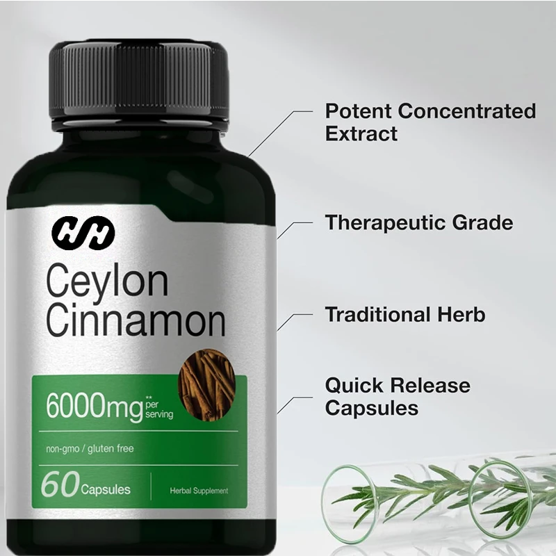 Ceylon Cinnamon Capsules | 6000 Mg | 60 Capsules | High Absorption Non GMO and Gluten Free Supplements