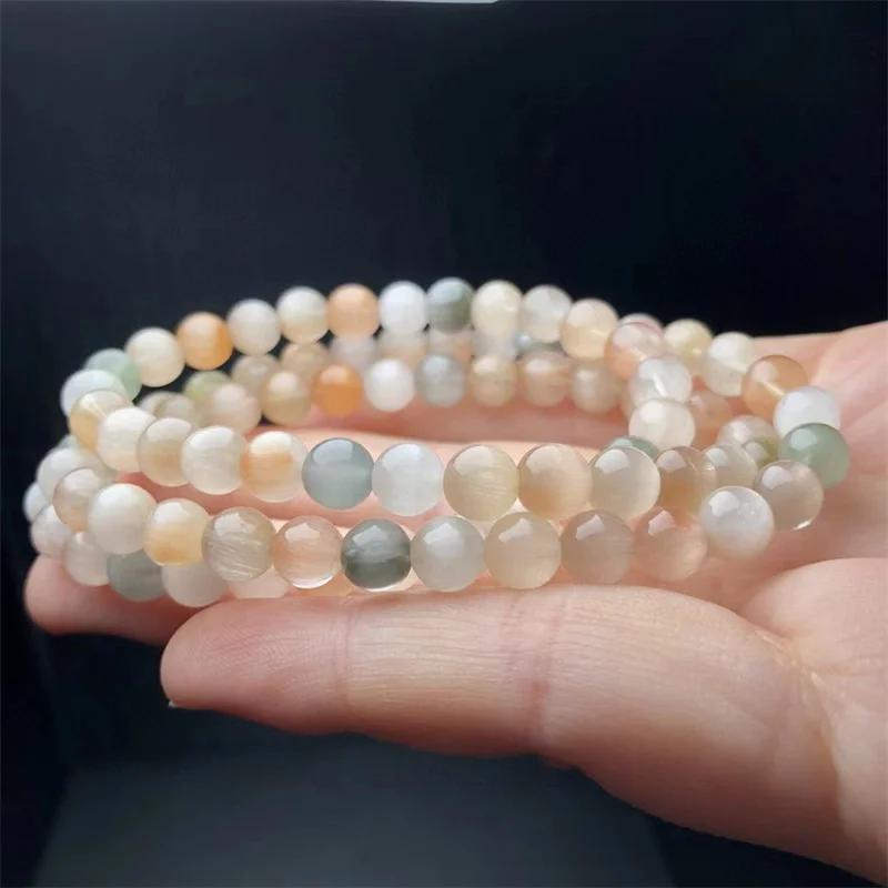 Natural Colored Rabbit Hair Quartz Triple Circle Bracelet Women Healing Gemstone Crystal Strand Bangles Lovers Jewelry Gift 1PCS