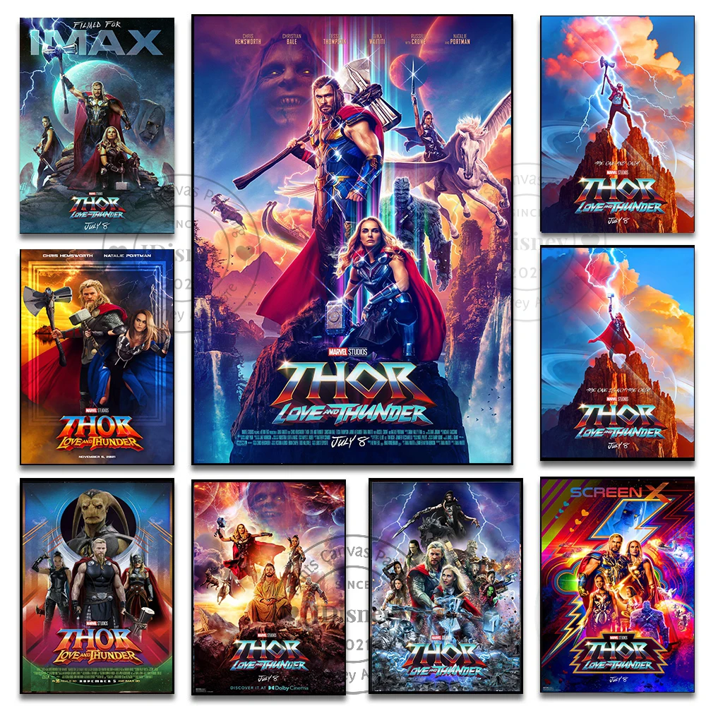 Disney Marvel Thor 4 Poster Love and Thunder 2022 New Movies Superhero Print On Canvas Painting Wall Art Picture Home Decor Gift