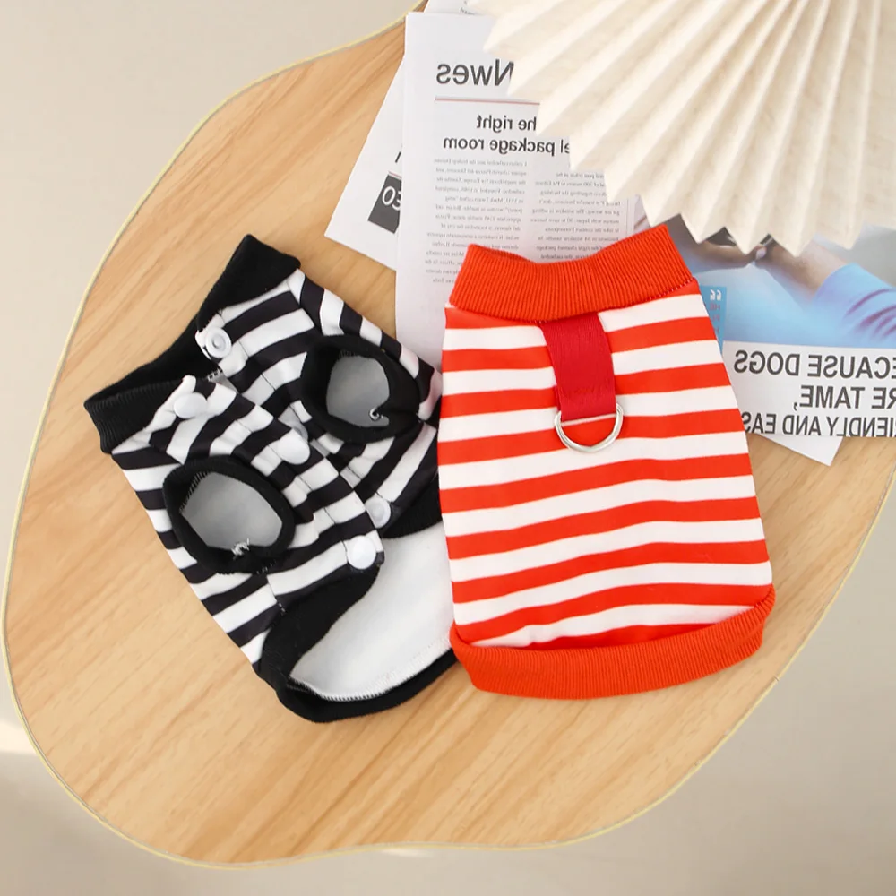 Autumn and winter velvet solid color striped cardigan cute clothes with drawstring for going out dogs and cats striped clothes