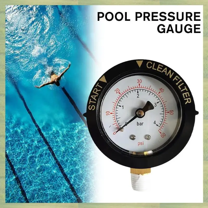 N15R-190058 Pressure Gauge 0-60 PSI,Start And Clean Filter Water Pressure Gauge With 1/4 Inch NPT Bottom Mount Swimming Pool