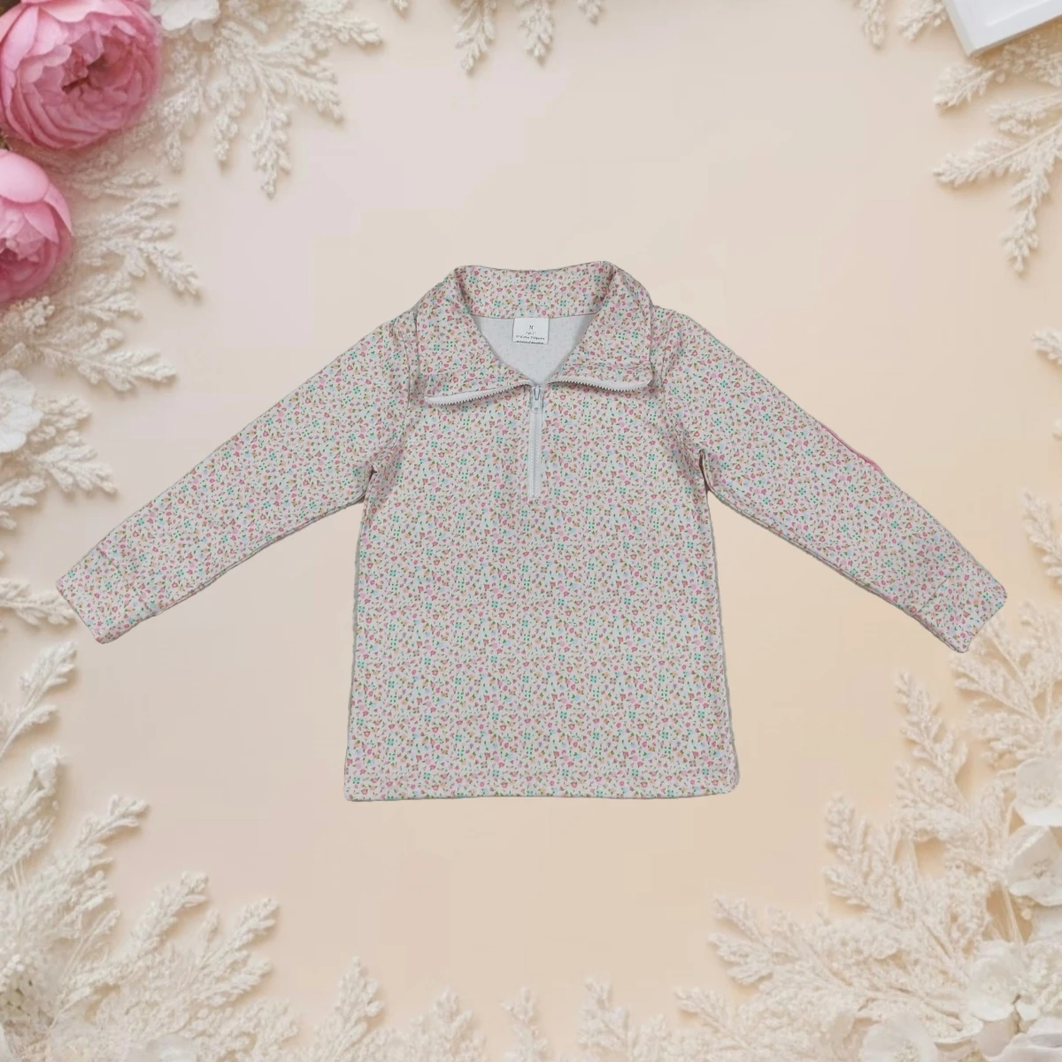 

Hot Sale Long Sleeve Pullover Shirt Baby Girl Tops Floral Zipper Tee Autumn Toddler Kids Clothes Infant Girl Casual Daily Wear
