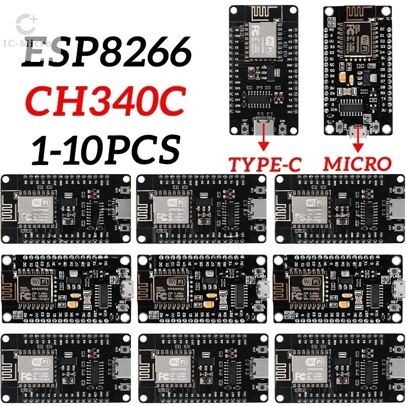 Placa de Desarrollo WIFI XZG NodeMCU V3 ESP8266 ESP-12E CH340G, Placa de Pruebas Cuadrada con Pines para Soldar, Interfaz Micro USB, 1-10 Unidades