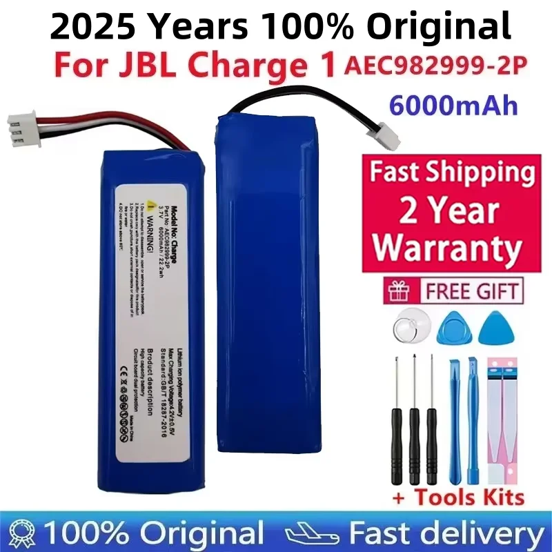 

2025 New 100% Original AEC982999-2P 6000mAh Replacement Battery For JBL Charge 1 Charge1 Wireless Bluetooth Speaker Batteries