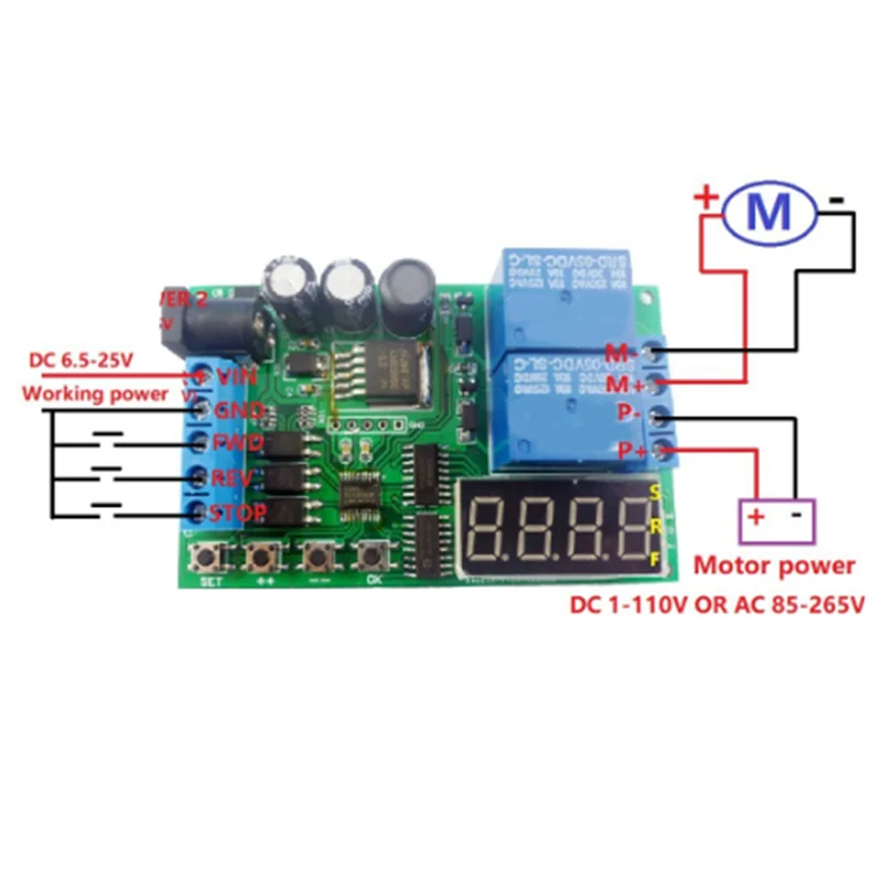 

ABAE-IO53A02 DC 5-24V Cycle Delay Relay Module 0.1S-999Min Adjustable Time Control Switch Motor Forward Reverse Controller