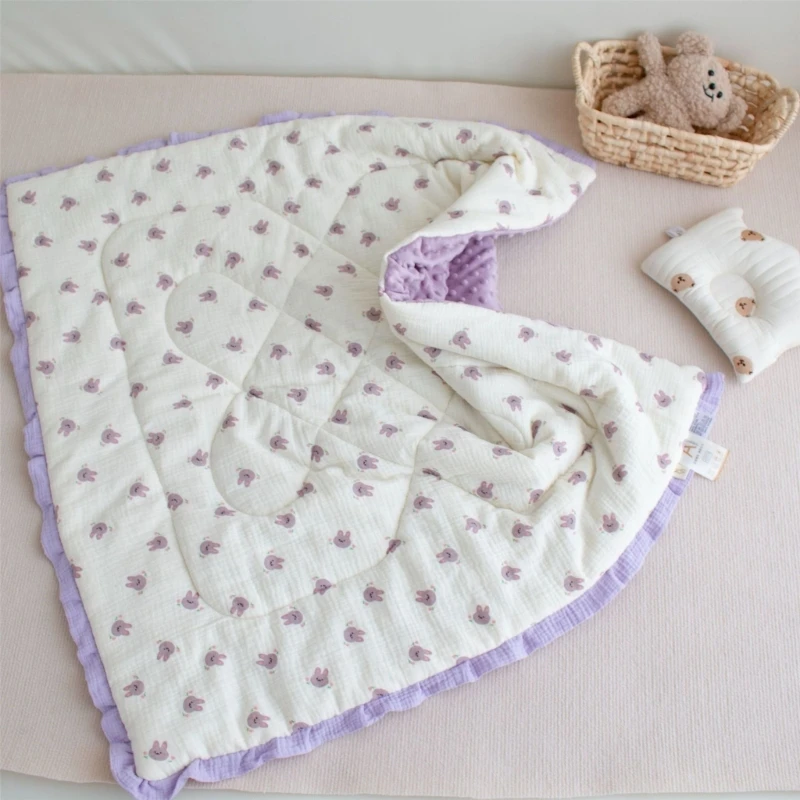 Children's Lace Soothing Blanket for Kindergarten, Baby Throw Ruffed Autumn Winter Thick Quilt Sleep Essential New Dropship