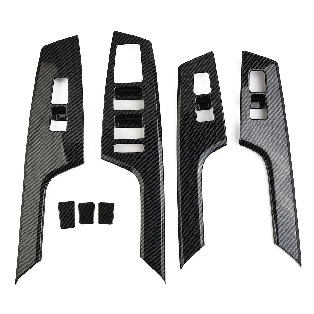 Carbon Fiber Style 7Pcs Door Handle Bowl Cover Trim Kit for Kia EV6 2021 and Later ABS Plastic Replacement Parts