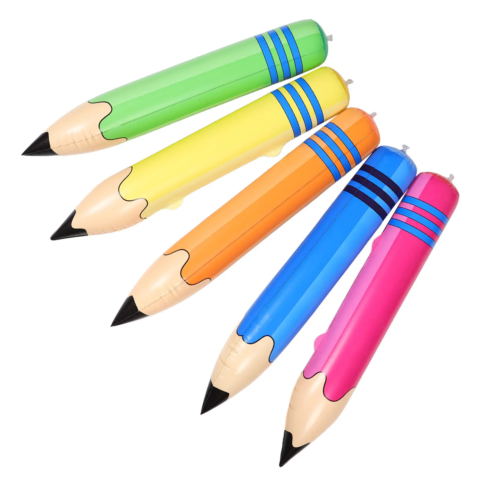 5Pcs Giant PVC Inflatable Pencil Versatile Use As Hammer Barbell Hoop Stick Kindergarten Teaching Aid Back to School Classroom