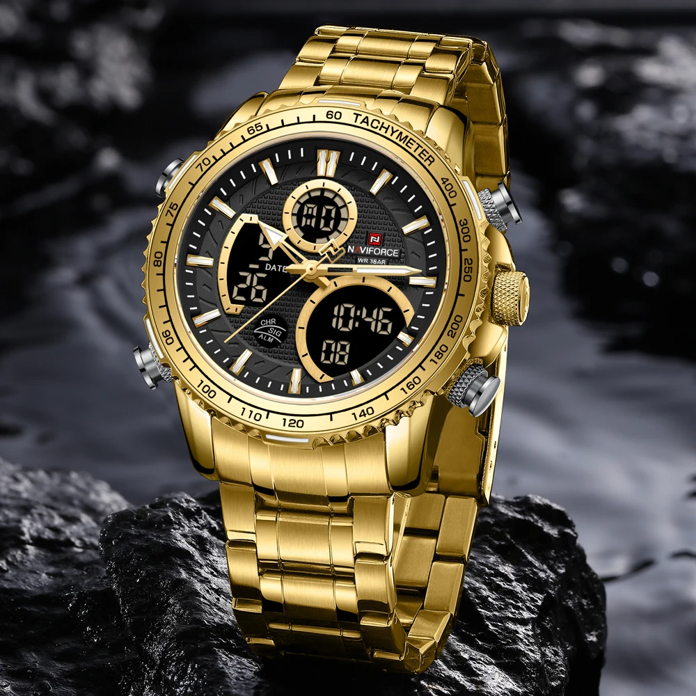NAVIFORCE 2025 New Sport Watch for Men Luxury Original Wrist Watch Stainless Steel Mens Dual Display Military Waterproof Watches