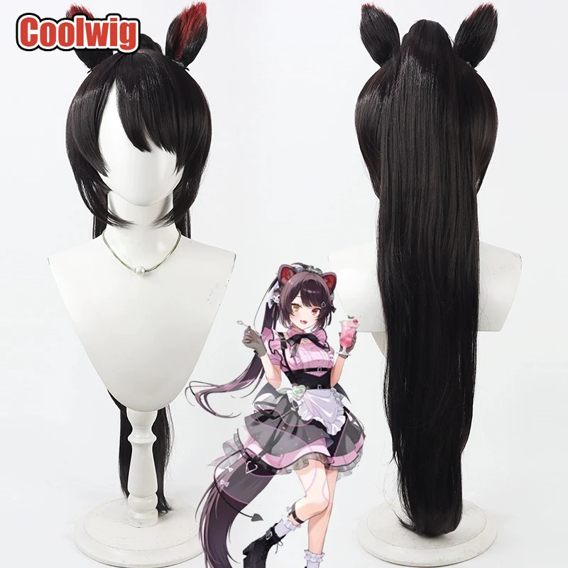 coolwig-人工毛-イヌイ・トコ-コスプレウィッグ-バーチャル-youtuber-イヌイ・トコ-90cm-ダークブラウンミックスレッド-ポニーテールウィッグ-耐熱性