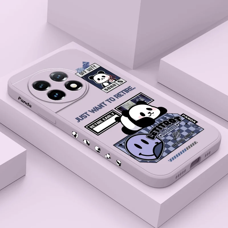 

Cartoon Panda Phone Case For Oneplus 13 13R 12 12R 11 11R 10 10R 10T 9R 9RT 9 8T 8 7 7T Pro 5G Liquid Silicone Cover